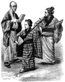 Japanese musicians and a dealer, 1895
