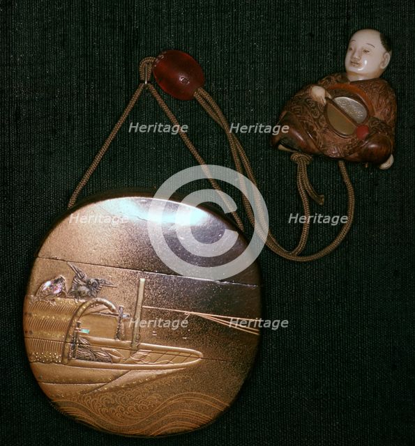 Japanese Netsuke and purse, 19th century. Artist: Unknown