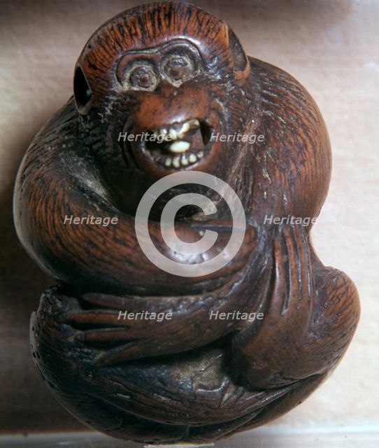 Japanese Netsuke of a monkey, 19th century. Artist: Unknown