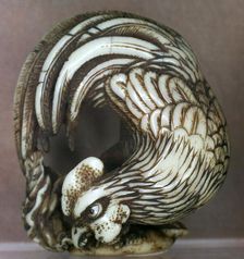 Japanese Netsuke of a cockerel, 19th century