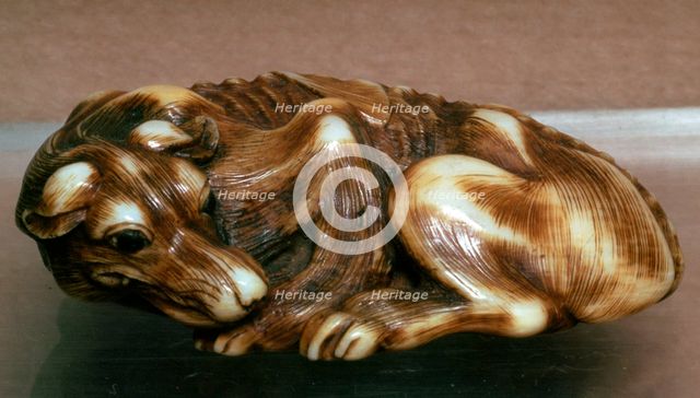 Japanese Netsuke of a dog, 19th century. Artist: Unknown