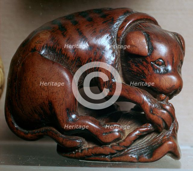 Japanese Netsuke of a dog. Artist: Unknown