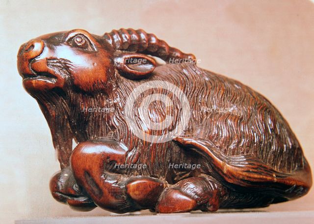 Japanese Netsuke of a goat, 18th century. Artist: Unknown