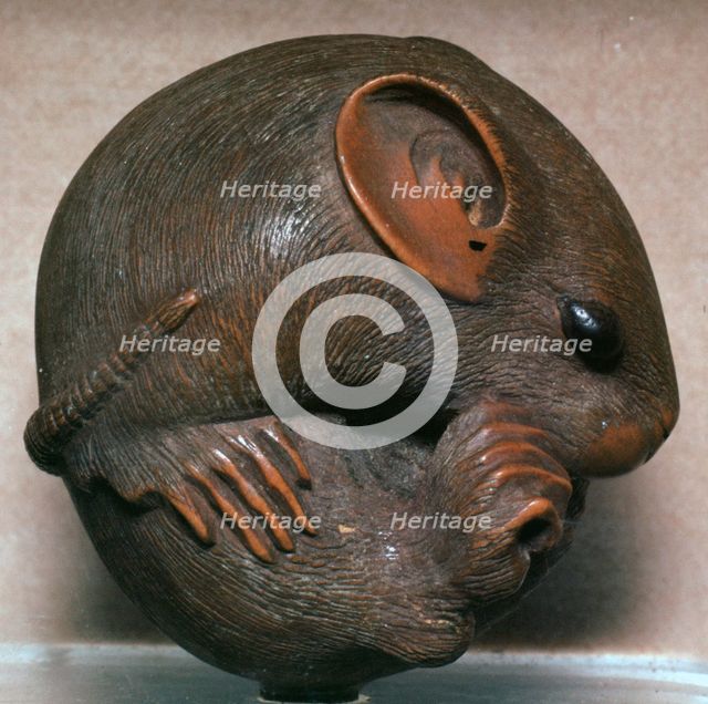 Japanese Netsuke of a rat, 19th century. Artist: Unknown