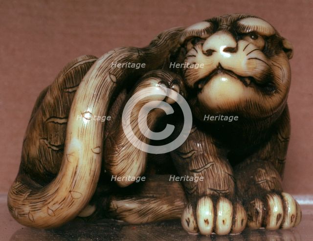 Japanese Netsuke of a tiger, 19th century. Artist: Unknown