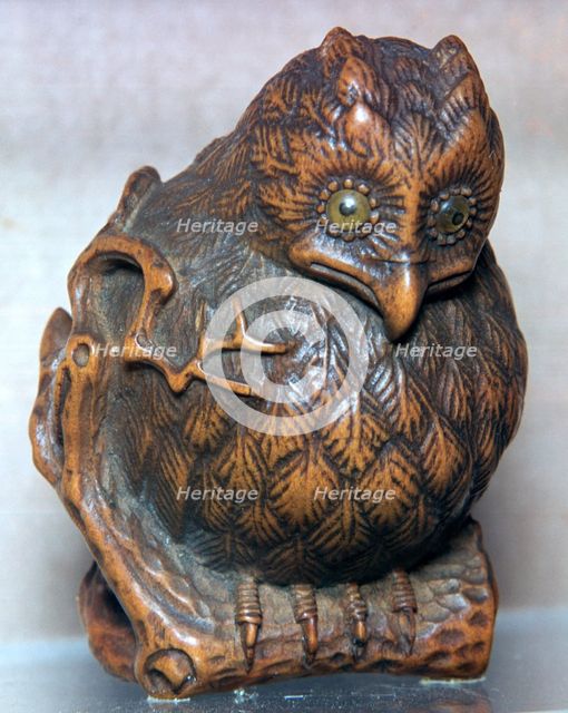 Japanese Netsuke of an owl. Artist: Unknown
