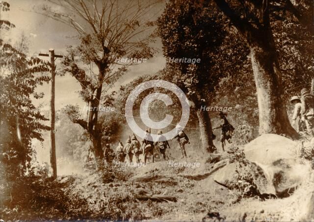 Japanese soldiers advancing towards Port Moresby, New Guinea, World War II, 1942. Artist: Unknown