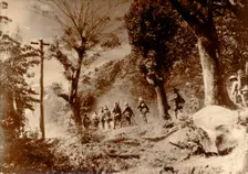 Japanese soldiers advancing towards Port Moresby, New Guinea, World War II, 1942. Creator: Unknown
