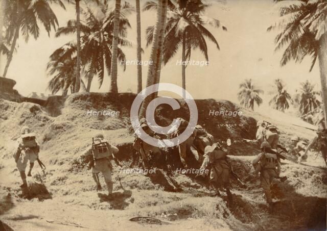 Japanese soldiers approaching Port Blair, Andaman Islands, World War II, 1942. Artist: Unknown