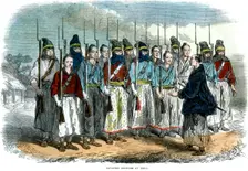 Japanese soldiers at drill 1864