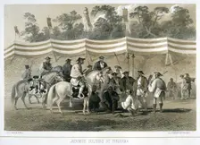 Japanese soldiers at Yukuhama Japan, c1845. Creator: Sarony & Co
