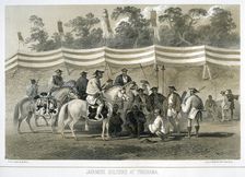 Japanese soldiers at Yukuhama Japan, c1845. Creator: Sarony & Co
