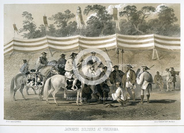 'Japanese soldiers at Yukuhama', Japan, c1845.  Creator: Sarony & Co.