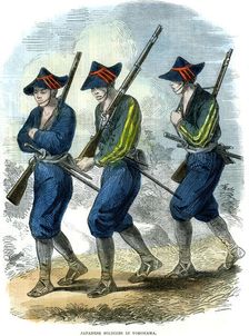 Japanese soldiers in Yokohama, Japan, 1865