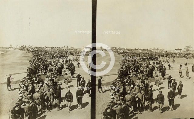 Japanese soldiers on a beach in Manchuria, c1905. Creator: Underwood & Underwood.