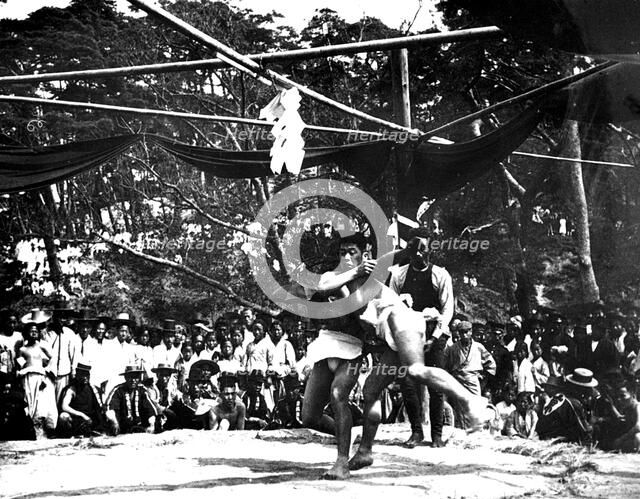 Japanese sumo wrestling, Korea, 1900. Artist: Unknown