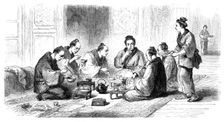 Japanese party at meals - from a sketch by our special artist, 1864. Creator: Unknown