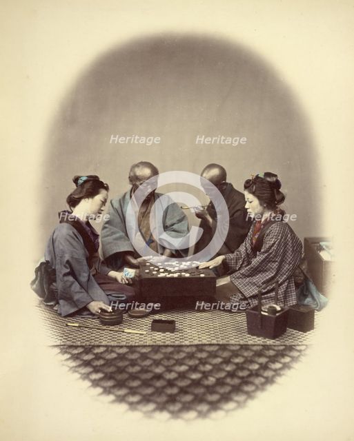 Japanese Playing Goobun, 1866-1867. Creator: Felice Beato.