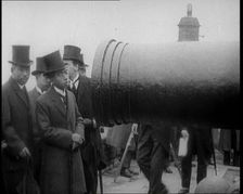Japanese Prince Regent Hirohito Inspecting a Large Cannon With Japanese Dignitaries on the..., 1921. Creator: British Pathe Ltd