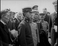 Japanese Prince Regent Hirohito Standing With Japanese Dignitaries on a State Visit to the..., 1921. Creator: British Pathe Ltd