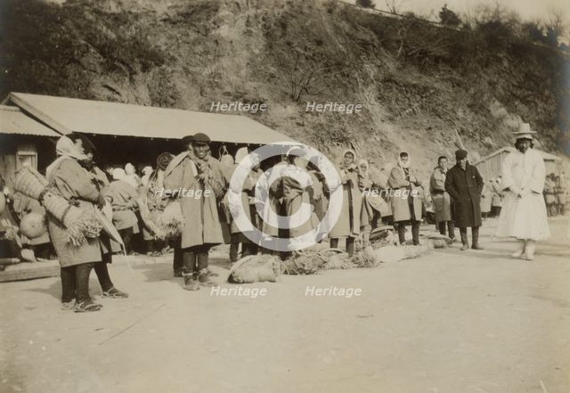 Japanese ready to start on march to Seoul, c1904. Creator: Robert Lee Dunn.
