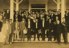 Japanese, Russian, French, German, American and English newspaper correspondents at Portsmouth, 1905 Creator: Unknown