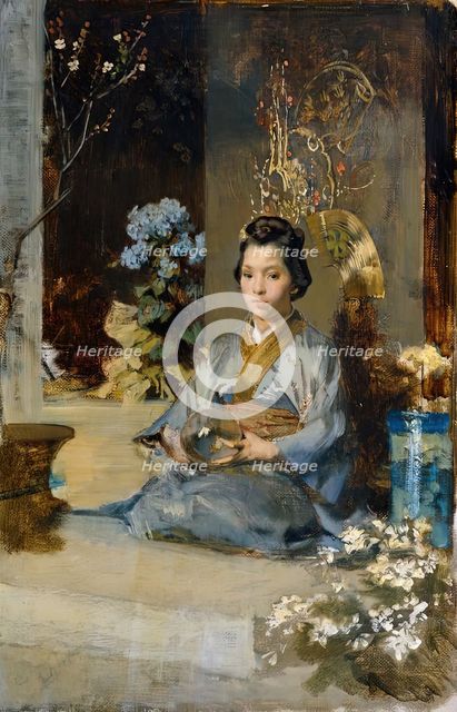 Japanese woman in a room, 1902. Creator: Julius Victor Berger.