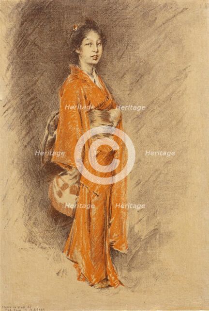 Japanese Woman in Kimono, late 19th century. Creator: Robert Frederick Blum.