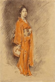 Japanese Woman in Kimono, late 19th century. Creator: Robert Frederick Blum