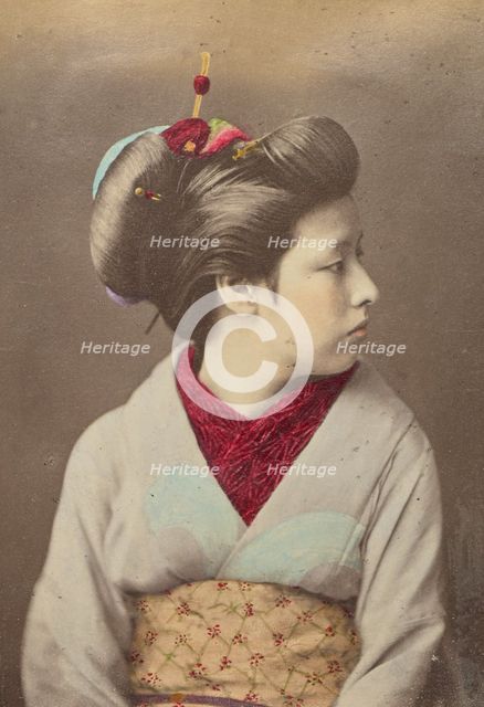 Japanese woman in profile, 1868-1880. Creator: Felice Beato.