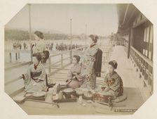 Japanese women at a meal in Kyoto, Between 1870 and 1890. Creator: Anonymous