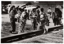 Japanese women by the Zeppelin hangar, Kasumigaura, Japan, 1929 (1933)
