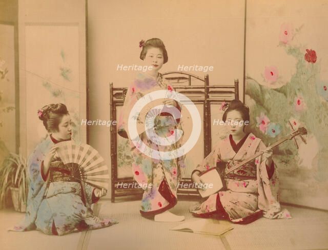 Japanese women, c. 1890. Creator: Kimbei, Kusakabe (1841-1932).