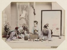 Japanese women during tea ceremony, Between 1870 and 1890. Creator: Anonymous