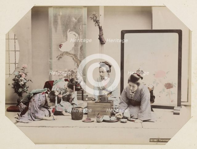 Japanese women during tea ceremony, Between 1870 and 1890. Creator: Anonymous.