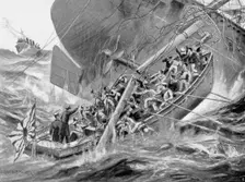 Japanese warship Hatsuse foundering, Russo-Japanese War, 1904-5