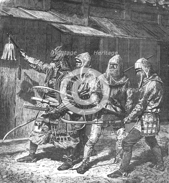 'Japanese warriors of the civil wars in the thirteenth century; A European Sojourn in Japan', 1875. Creator: Unknown.
