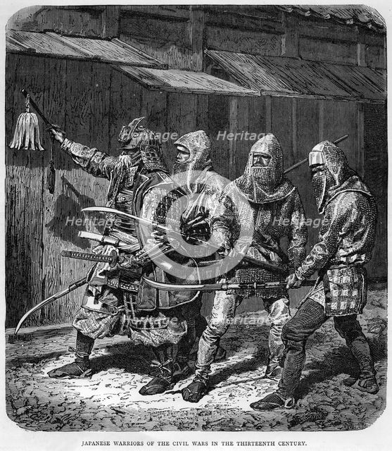 'Japanese warriors of the civil wars in the thirteenth century', c1875. Artist: Unknown
