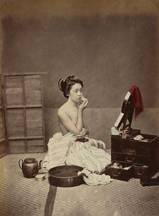 Japanese Toilet, c. 1890. Creator: Kimbei, Kusakabe (1841-1932)