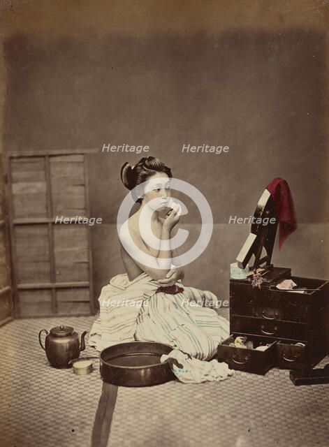 Japanese Toilet, c. 1890. Creator: Kimbei, Kusakabe (1841-1932).