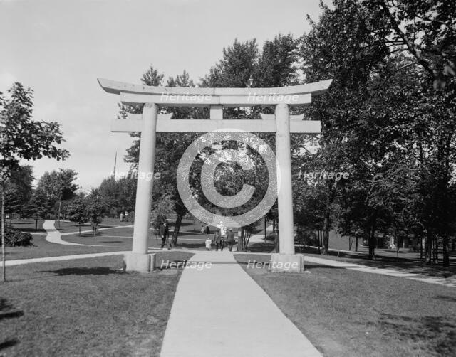 Japanese Torii, entrance canal park, Sault Ste. Marie, Mich., between 1900 and 1920. Creator: Unknown.