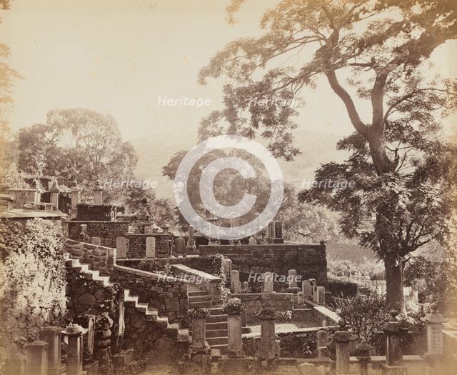 Japanese Temple Graveyard, Shuntoji, Nagasaki, c. 1867. Creator: Felice A. Beato (British, 1830-1906).