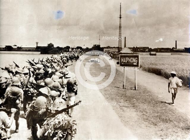 Japanese troops at Haiphong, French Indochina, World War II, 1940. Artist: Unknown