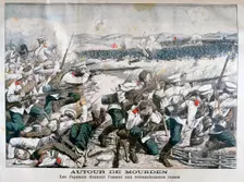 Japanese troops attacking Russian trenches, Mukden, Manchuria, October 1904