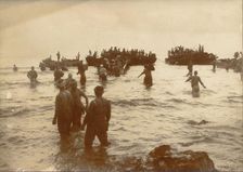 Japanese troops disembarking on the coast of New Guinea, World War II, 1942