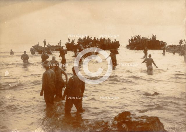 Japanese troops disembarking on the coast of New Guinea, World War II, 1942. Creator: Unknown.
