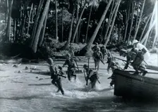 Japanese troops land on an island in the Pacific, World War II, c1941-c1942. Creator: Unknown