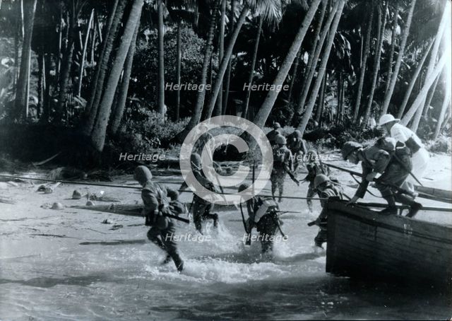 Japanese troops land on an island in the Pacific, World War II, c1941-c1942. Creator: Unknown.