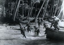 Japanese troops land on an island in the Pacific, World War II, c1941-c1942