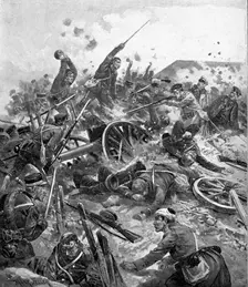Japanese troops storming Russian Fort, Russo-Japanese War, 1904-5